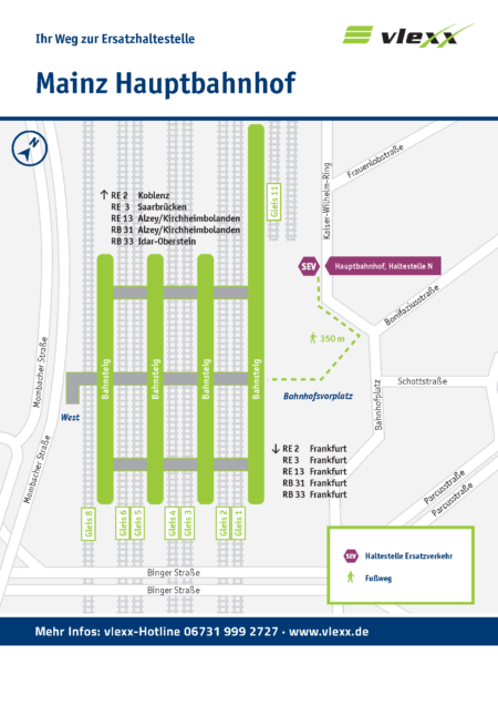 Mainz Hauptbahnhof Haltestelle N Ersatzhaltestelle NEU
